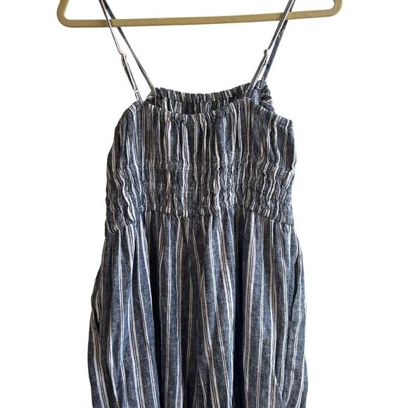 NWT Linen-Blend Cami Wide-Leg Jumpsuit Navy White Striped Size Medium - Picture 6 of 13